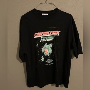 Zara Black Graphic Tee with Subconscious Future Print. Mens Md. (Oversized fit)